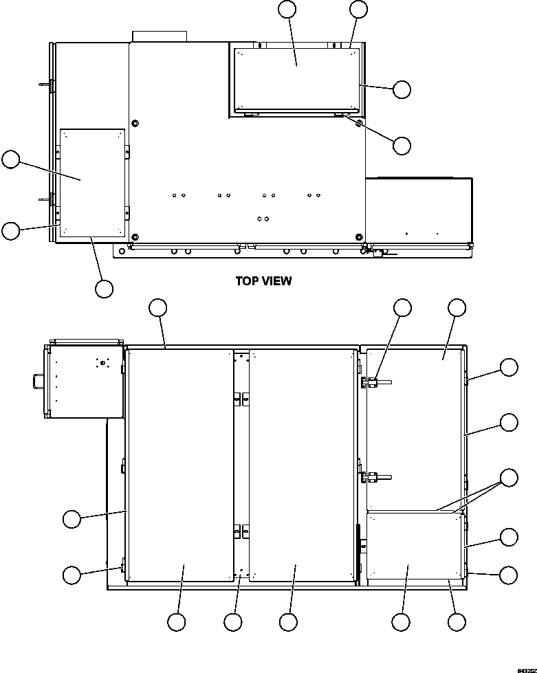 Komatsu parts book diagram for AFE59-FF 930E-4 S/N A31624 & A31628  ANTELOPE COAL: CONTROL CABINET - DOORS & COVERS 1/2  58B-43-00191