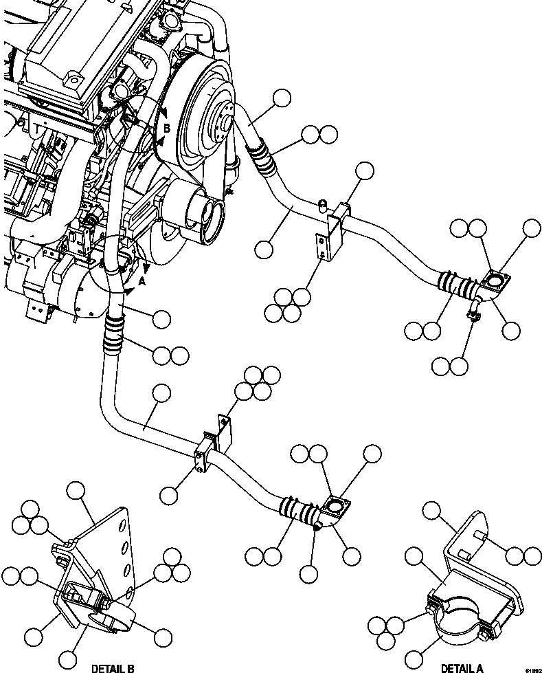 Komatsu parts book diagram for AFE59-FK 930E-4 S/N A31674 - A31676, A31685, A31687 & A31689  JWANENG: RADIATOR PIPING   2/3
