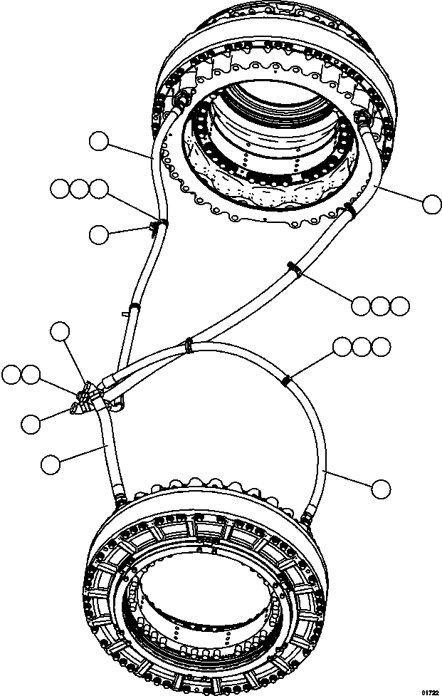 Komatsu parts book diagram for AFE59-FK 930E-4 S/N A31674 - A31676, A31685, A31687 & A31689  JWANENG: BRAKE COOLING PIPING - REAR AXLE