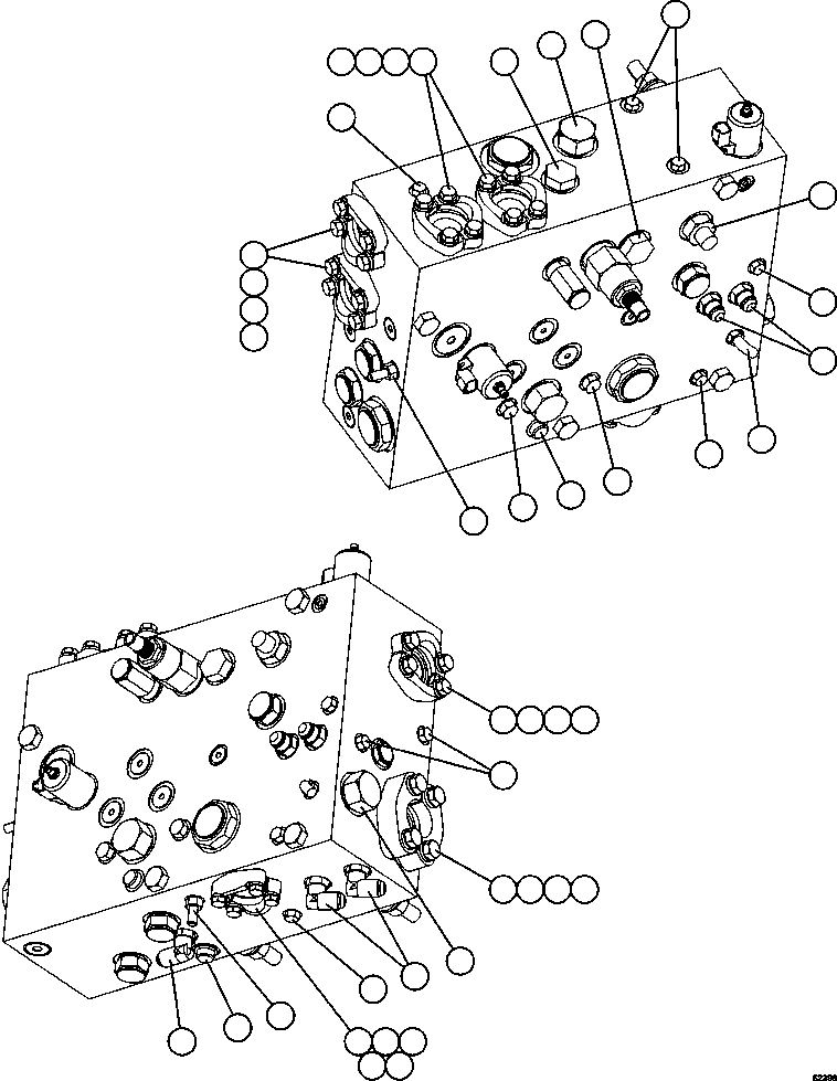 Komatsu parts book diagram for AFE59-FK 930E-4 S/N A31674 - A31676, A31685, A31687 & A31689  JWANENG: BLEED DOWN MANIFOLD PIPING
