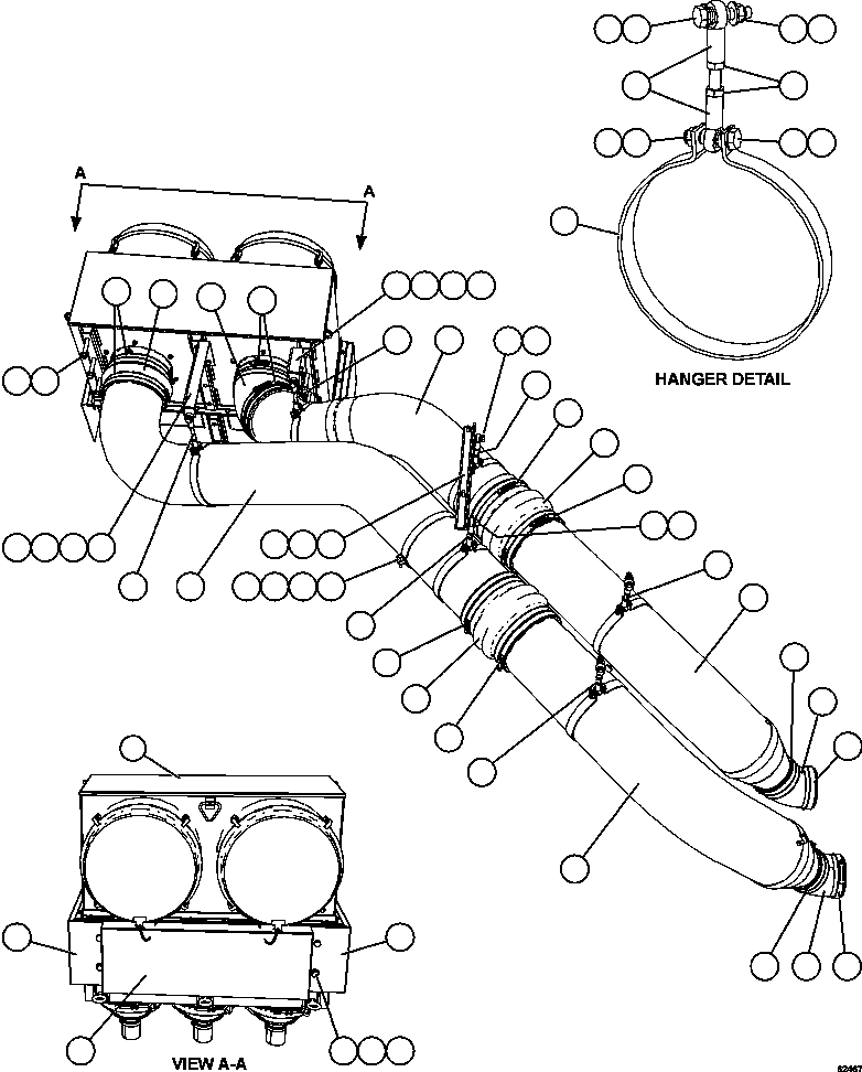 Komatsu parts book diagram for AFE59-FL 930E-4 S/N A31693, A31701, A31710, A31714, A31738 & A31740  TECK - GREENHILLS / FORDING RIVER / QUINTETTE: AIR CLEANER PIPING & INSTALLATION - LH