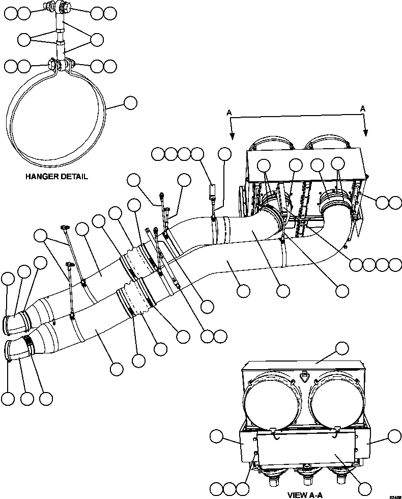 Komatsu parts book diagram for AFE59-FL 930E-4 S/N A31693, A31701, A31710, A31714, A31738 & A31740  TECK - GREENHILLS / FORDING RIVER / QUINTETTE: AIR CLEANER PIPING & INSTALLATION - RH