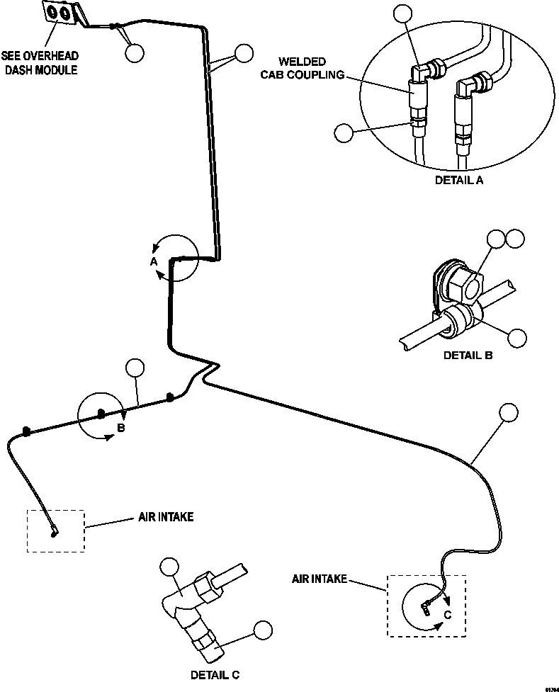 Komatsu parts book diagram for AFE59-FL 930E-4 S/N A31693, A31701, A31710, A31714, A31738 & A31740  TECK - GREENHILLS / FORDING RIVER / QUINTETTE: AIR CLEANER INDICATOR PIPING