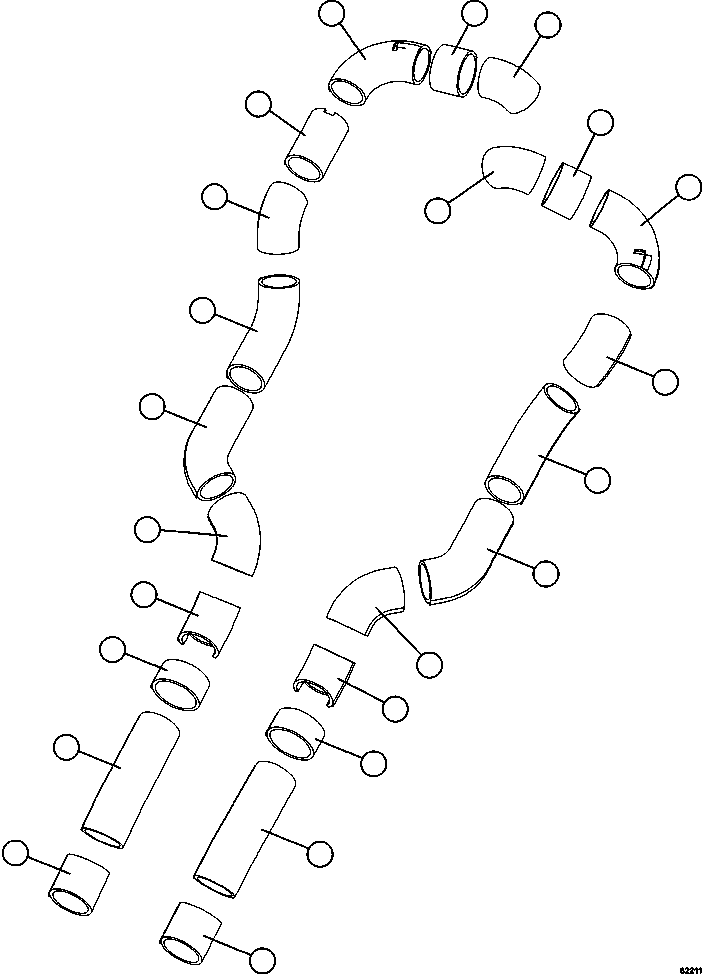 Komatsu parts book diagram for AFE59-FL 930E-4 S/N A31693, A31701, A31710, A31714, A31738 & A31740  TECK - GREENHILLS / FORDING RIVER / QUINTETTE: EXHAUST BLANKETS - BETWEEN RAILS