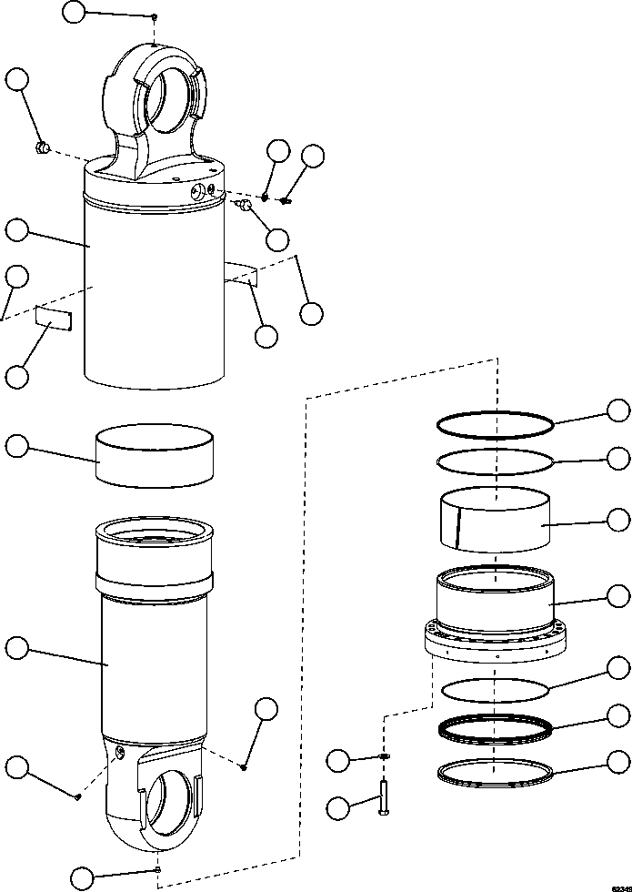 Komatsu parts book diagram for AFE59-FL 930E-4 S/N A31693, A31701, A31710, A31714, A31738 & A31740  TECK - GREENHILLS / FORDING RIVER / QUINTETTE: REAR SUSPENSION ASSEMBLY           EM8847