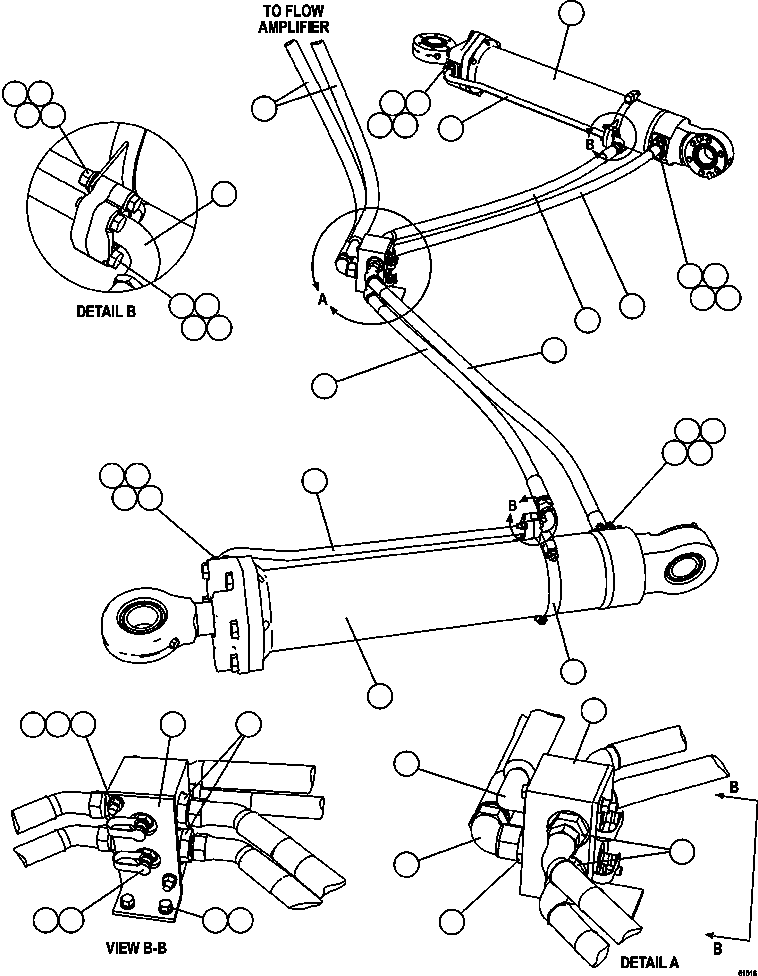 Komatsu parts book diagram for AFE59-FL 930E-4 S/N A31693, A31701, A31710, A31714, A31738 & A31740  TECK - GREENHILLS / FORDING RIVER / QUINTETTE: STEERING CYLINDER PIPING