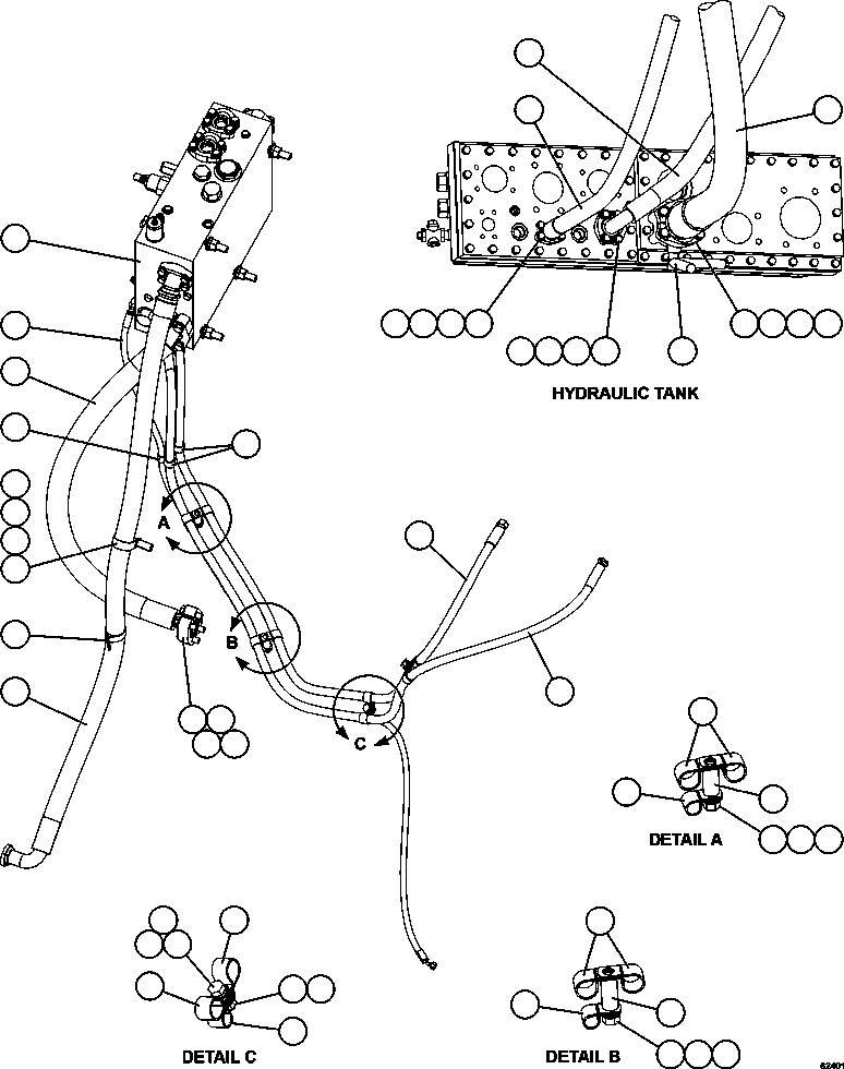 Komatsu parts book diagram for AFE59-FL 930E-4 S/N A31693, A31701, A31710, A31714, A31738 & A31740  TECK - GREENHILLS / FORDING RIVER / QUINTETTE: STEERING SYSTEM PIPING   2/2