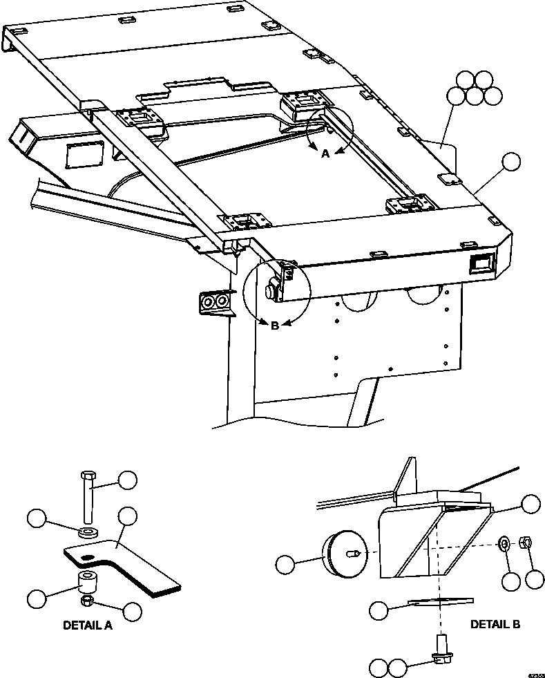 Komatsu parts book diagram for AFE59-FV 930E-4 S/N A31832 - A31834, A31838 - A31839 & A31847 - A31848  LOS BRONCES: LH DECK INSTALLATION
