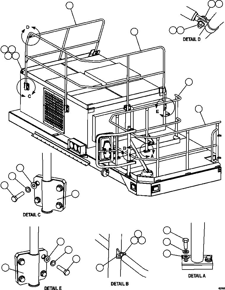 Komatsu parts book diagram for AFE59-FV 930E-4 S/N A31832 - A31834, A31838 - A31839 & A31847 - A31848  LOS BRONCES: RH DECK HANDRAILS