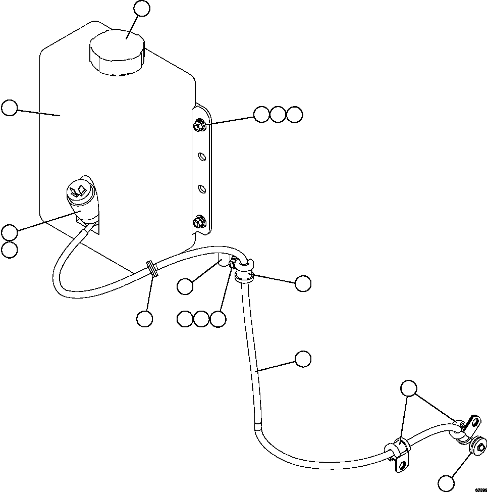 Komatsu parts book diagram for AFE59-FV 930E-4 S/N A31832 - A31834, A31838 - A31839 & A31847 - A31848  LOS BRONCES: WINDSHIELD WASHER INSTALLATION