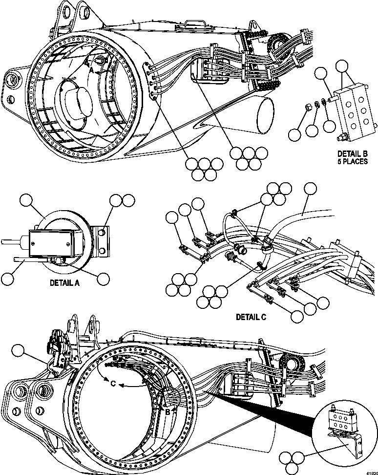 Komatsu parts book diagram for AFE59-FV 930E-4 S/N A31832 - A31834, A31838 - A31839 & A31847 - A31848  LOS BRONCES: REAR AXLE WIRING