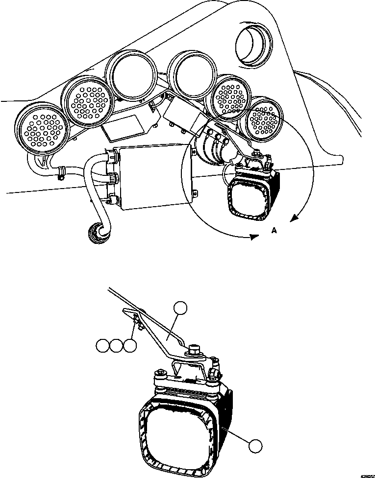 Komatsu parts book diagram for AFE59-FV 930E-4 S/N A31832 - A31834, A31838 - A31839 & A31847 - A31848  LOS BRONCES: AXLE MOUNTED BACKUP LIGHT