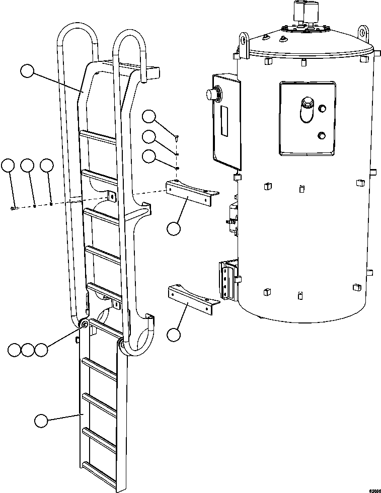 Komatsu parts book diagram for AFE59-FV 930E-4 S/N A31832 - A31834, A31838 - A31839 & A31847 - A31848  LOS BRONCES: HYDRAULIC TANK LADDER