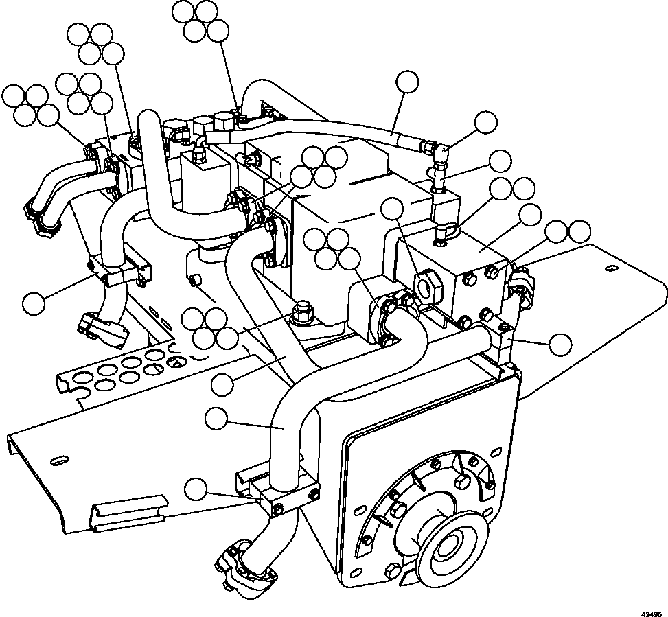 Komatsu parts book diagram for AFE59-FV 930E-4 S/N A31832 - A31834, A31838 - A31839 & A31847 - A31848  LOS BRONCES: PUMP MODULE    2/3