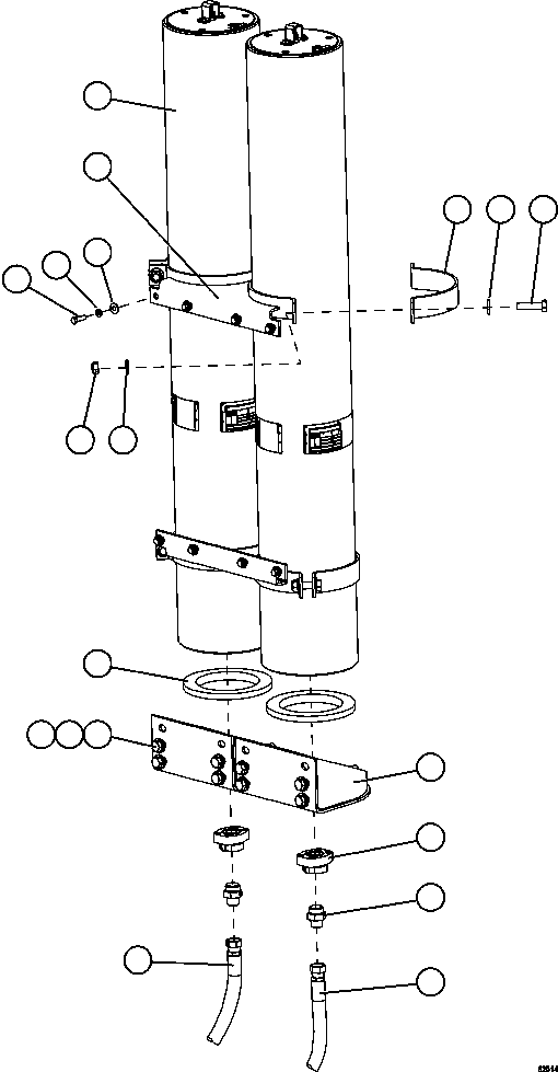 Komatsu parts book diagram for AFE59-FV 930E-4 S/N A31832 - A31834, A31838 - A31839 & A31847 - A31848  LOS BRONCES: BRAKE ACCUMULATOR INSTALLATION