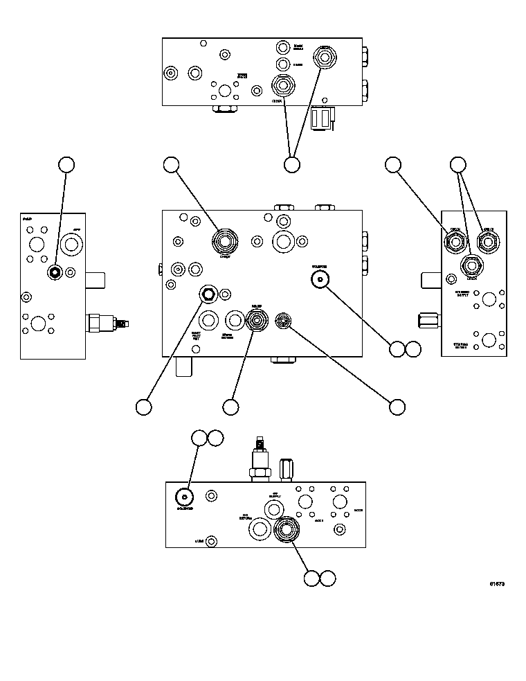 Komatsu parts book diagram for AFE59-FV 930E-4 S/N A31832 - A31834, A31838 - A31839 & A31847 - A31848  LOS BRONCES: BLEEDDOWN MANIFOLD      PC1493