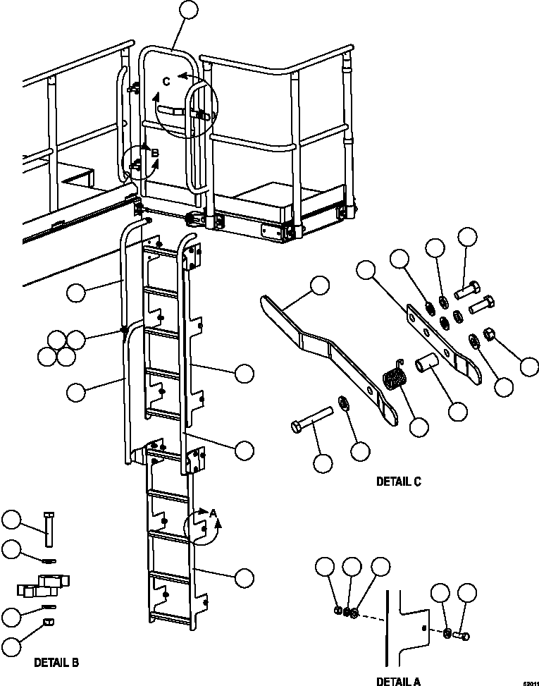 Komatsu parts book diagram for AFE59-FW 930E-4 S/N A31849 & A31860  CERREJON: RH GATE & LADDER