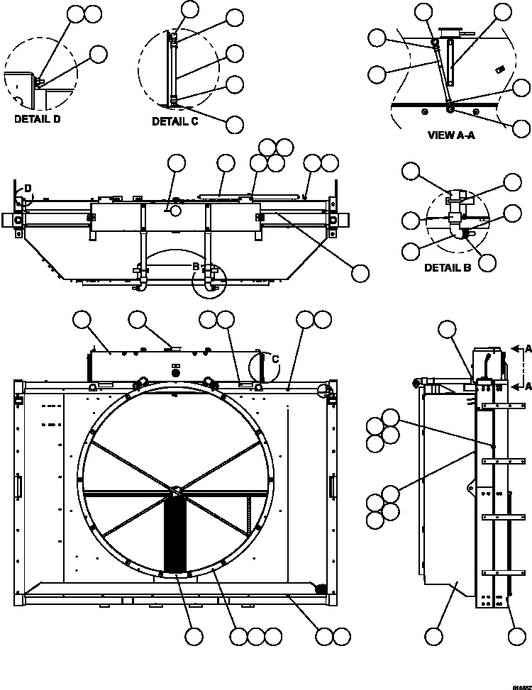 Komatsu parts book diagram for AFE59-FW 930E-4 S/N A31849 & A31860  CERREJON: RADIATOR & SHROUD ASSEMBLY     PC2069