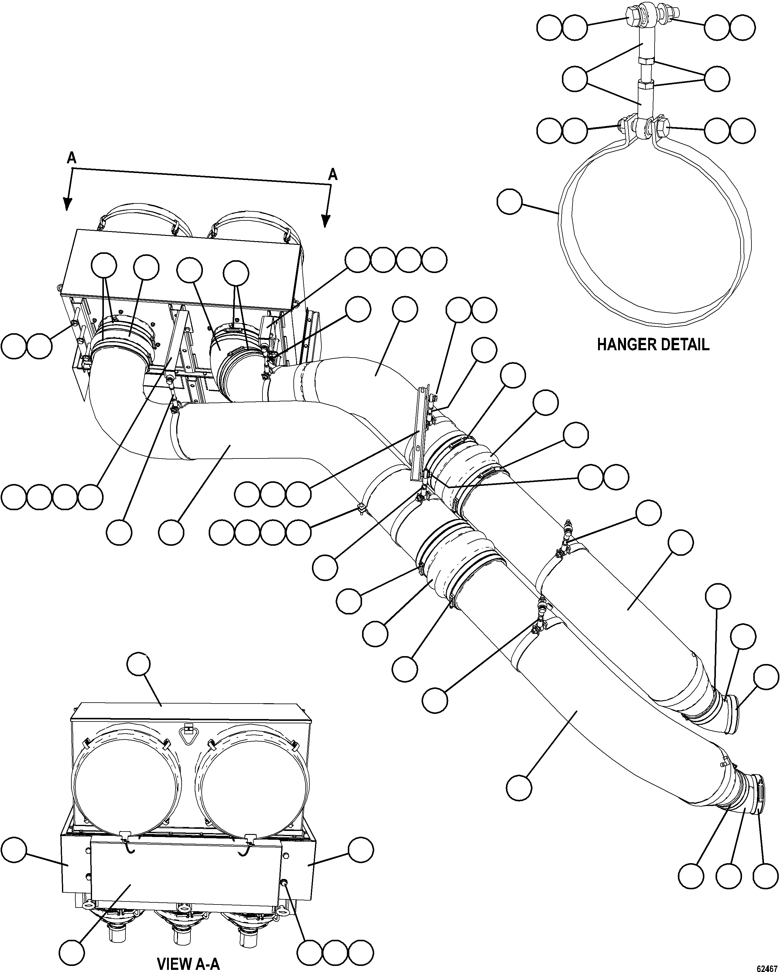 Komatsu parts book diagram for AFE59-FW 930E-4 S/N A31849 & A31860  CERREJON: AIR CLEANER PIPING & INSTALLATION - LH
