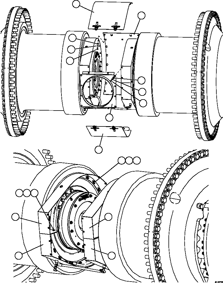 Komatsu parts book diagram for AFE59-FW 930E-4 S/N A31849 & A31860  CERREJON: REAR WHEEL COOLING AIR ADAPTER