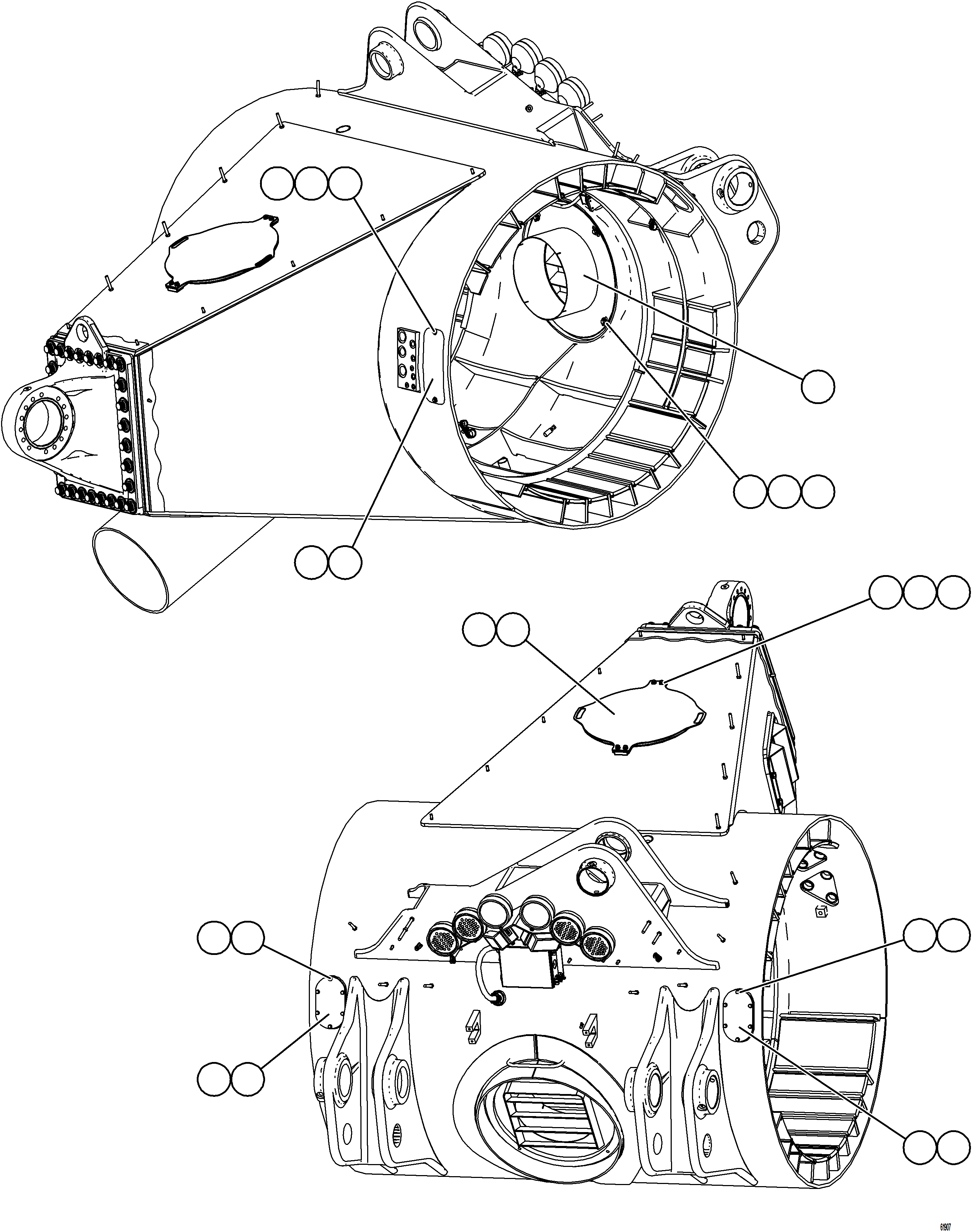 Komatsu parts book diagram for AFE59-FW 930E-4 S/N A31849 & A31860  CERREJON: AXLE HOUSING ACCESS COVERS
