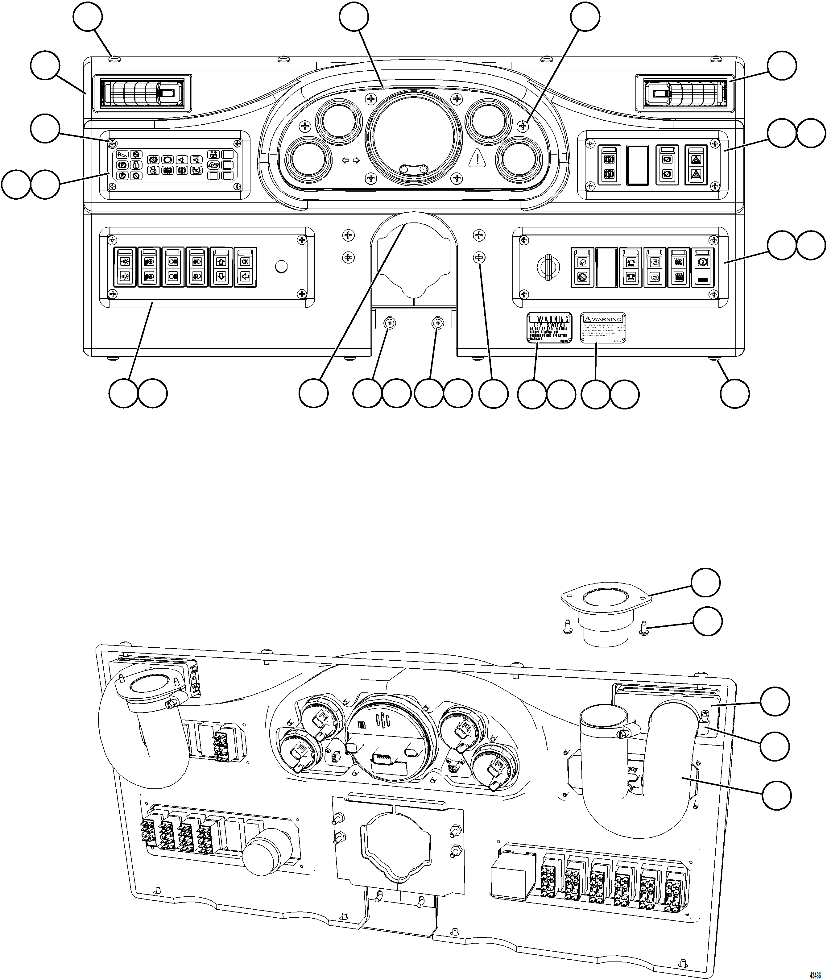 Komatsu parts book diagram for AFE59-FW 930E-4 S/N A31849 & A31860  CERREJON: INSTRUMENT PANEL ASSEMBLY          X83-00-05181