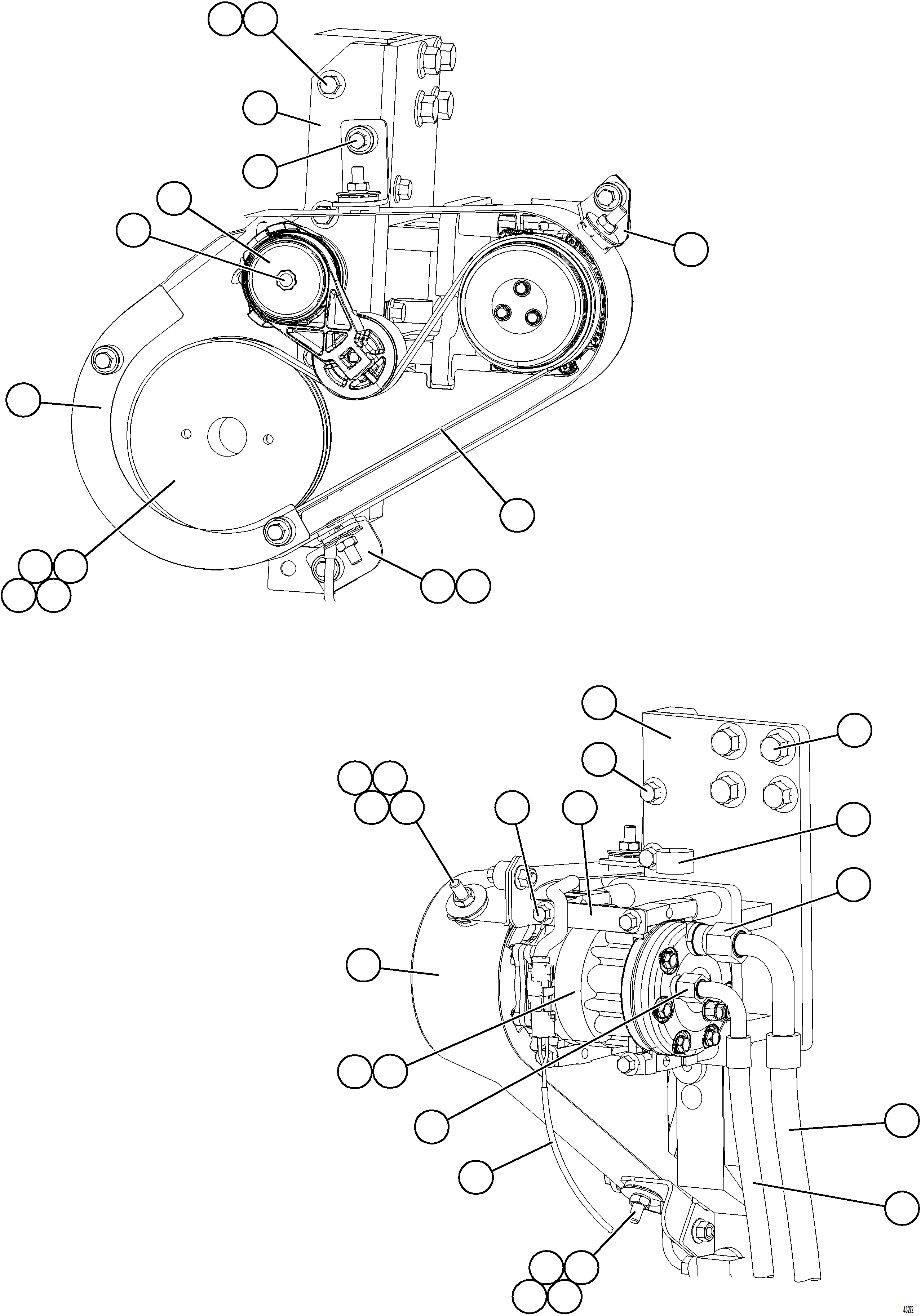 Komatsu parts book diagram for AFE59-FW 930E-4 S/N A31849 & A31860  CERREJON: AIR CONDITIONING - COMPRESSOR INSTALLATION