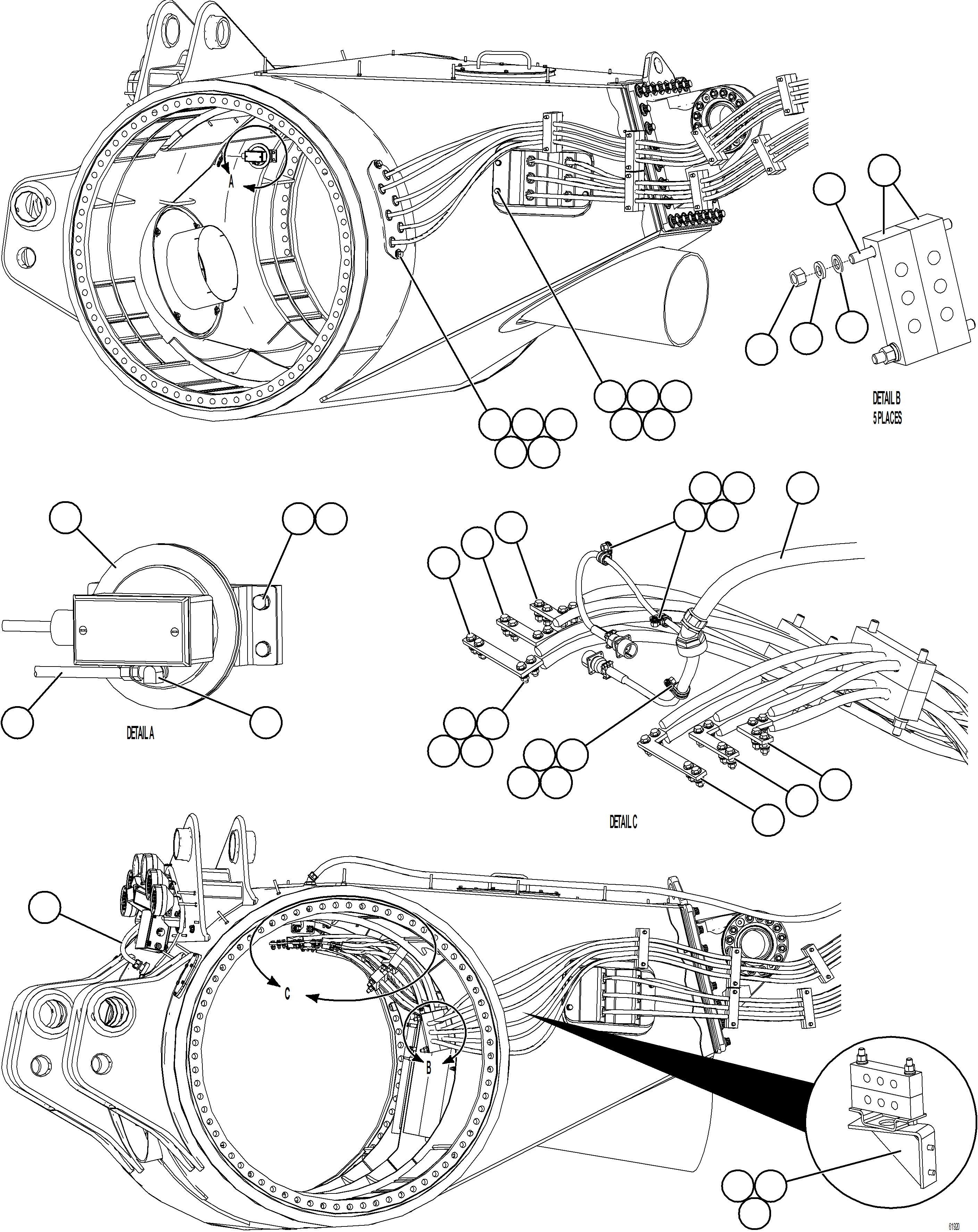 Komatsu parts book diagram for AFE59-FW 930E-4 S/N A31849 & A31860  CERREJON: REAR AXLE WIRING