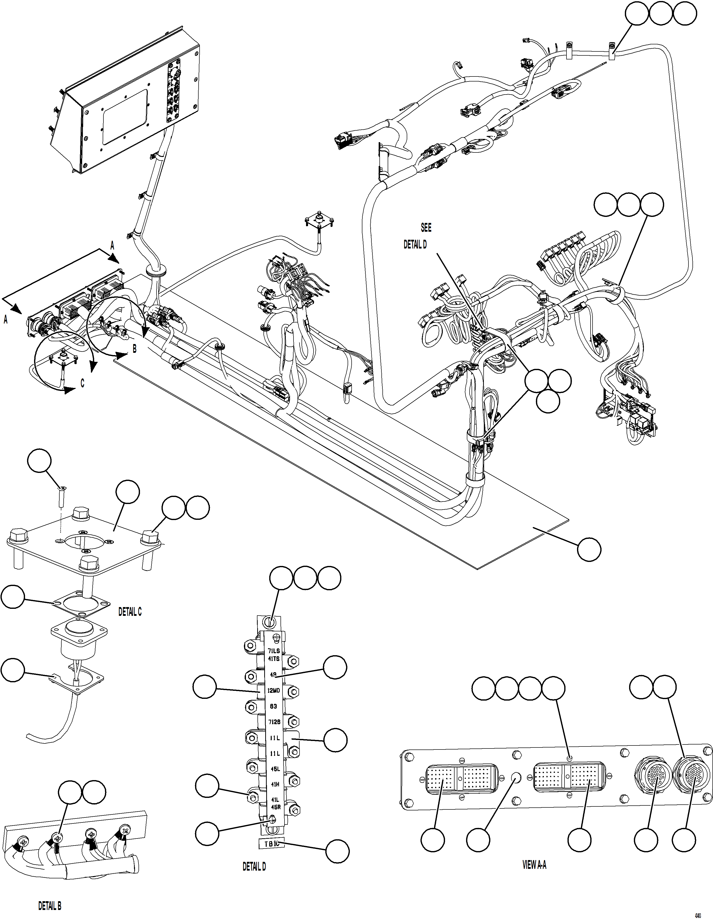 Komatsu parts book diagram for AFE59-FW 930E-4 S/N A31849 & A31860  CERREJON: INTERNAL CAB WIRING