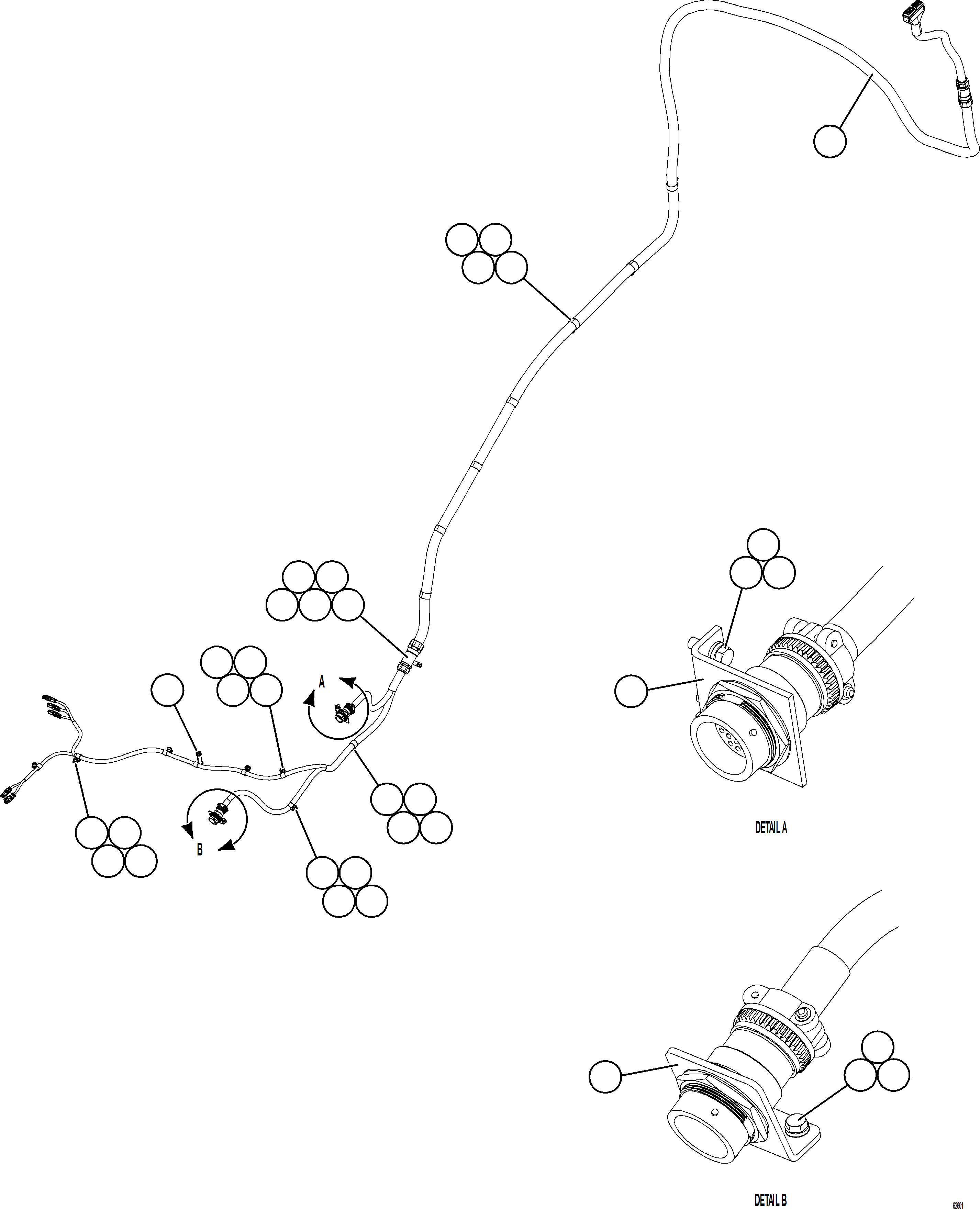 Komatsu parts book diagram for AFE59-FW 930E-4 S/N A31849 & A31860  CERREJON: RIGHT FRONT FRAME RAIL HARNESS