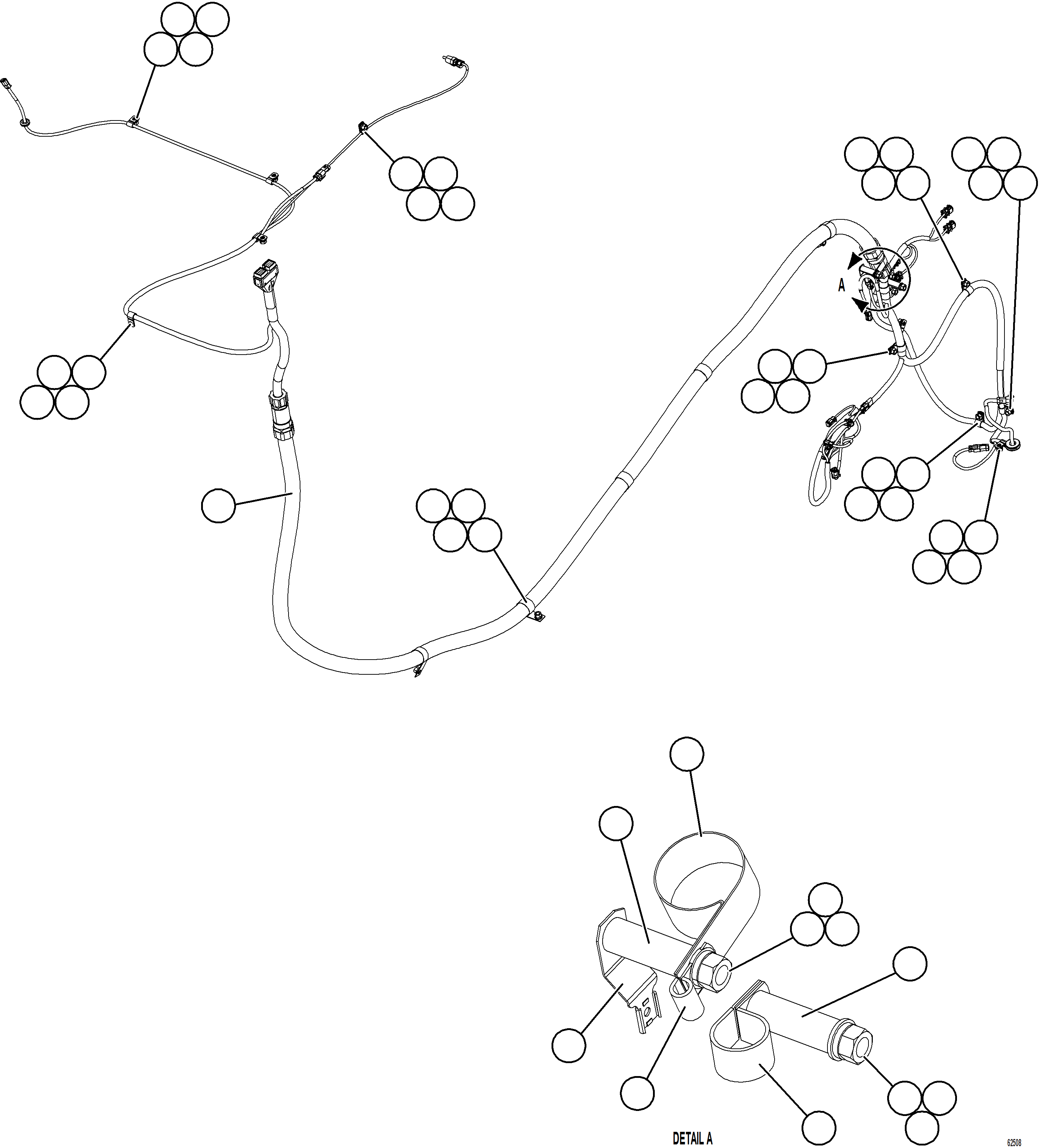 Komatsu parts book diagram for AFE59-FW 930E-4 S/N A31849 & A31860  CERREJON: LEFT REAR FRAME RAIL HARNESS