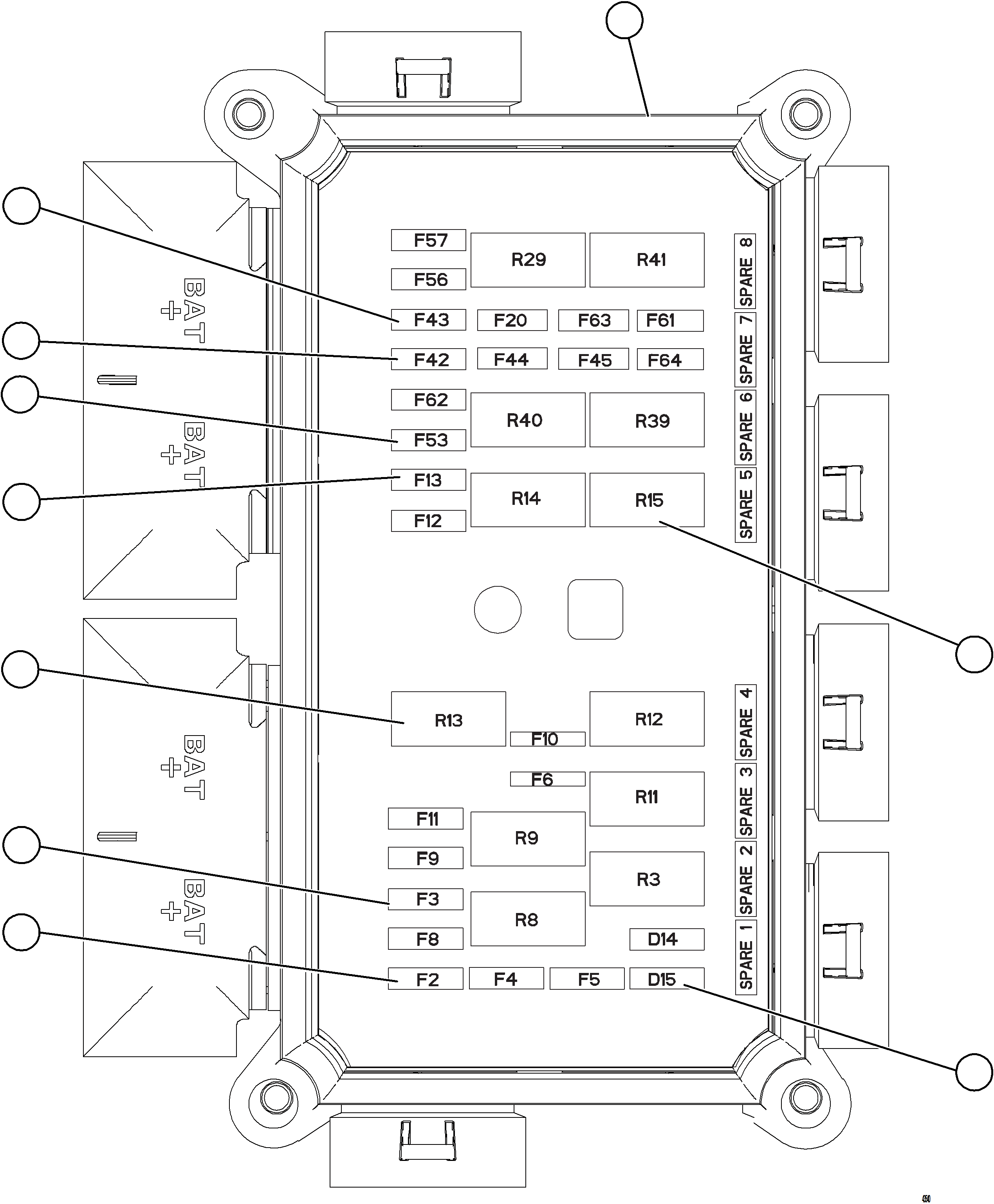 Komatsu parts book diagram for AFE59-FW 930E-4 S/N A31849 & A31860  CERREJON: VEHICLE ELECTRICAL CENTER (VEC-89)    58E-06-02070