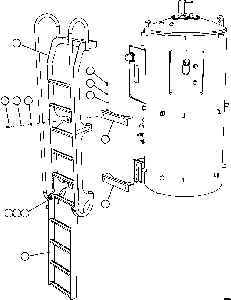 Komatsu parts book diagram for AFE59-FW 930E-4 S/N A31849 & A31860  CERREJON: HYDRAULIC TANK LADDER