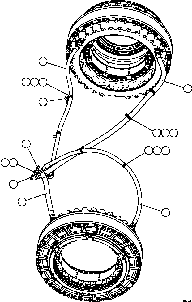 Komatsu parts book diagram for AFE59-FW 930E-4 S/N A31849 & A31860  CERREJON: BRAKE COOLING PIPING - REAR AXLE