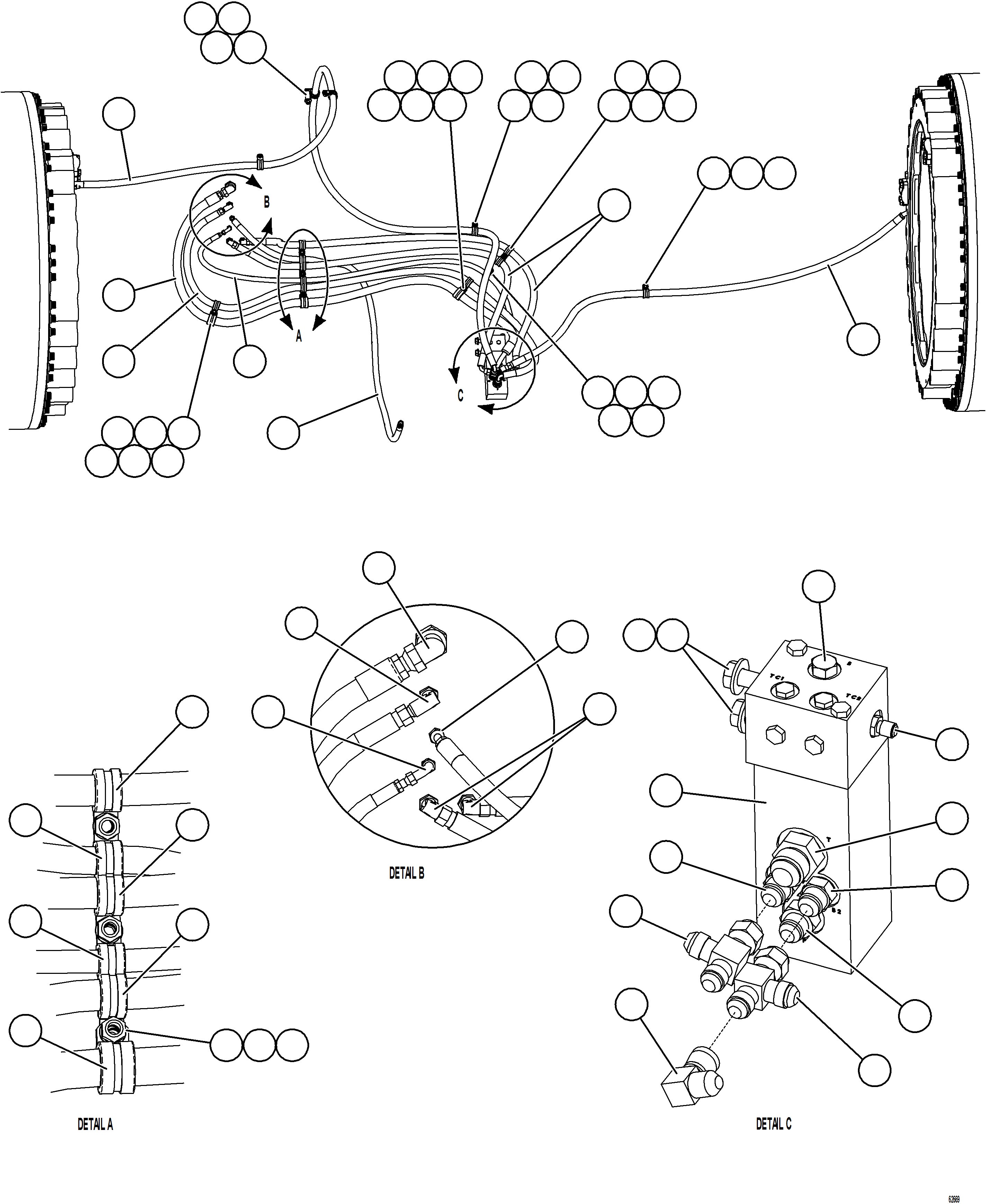 Komatsu parts book diagram for AFE59-FW 930E-4 S/N A31849 & A31860  CERREJON: BRAKE APPLY PIPING    4/4