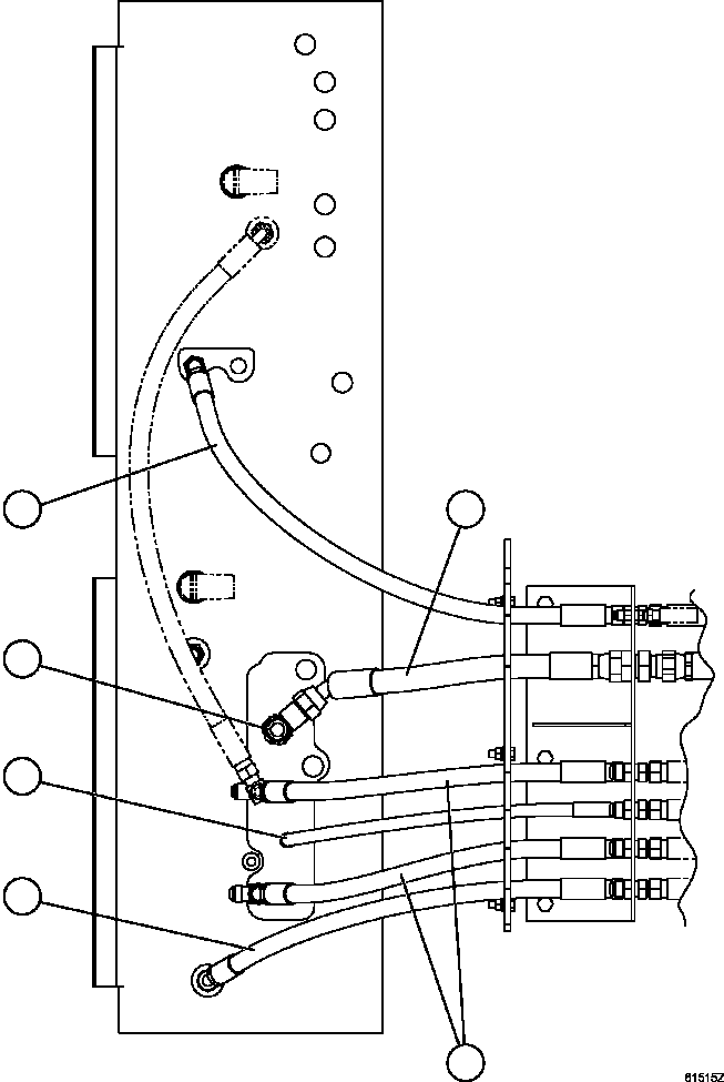 Komatsu parts book diagram for AFE59-FW 930E-4 S/N A31849 & A31860  CERREJON: HYDRAULIC BRAKE CABINET HOSE ROUTING    1/3