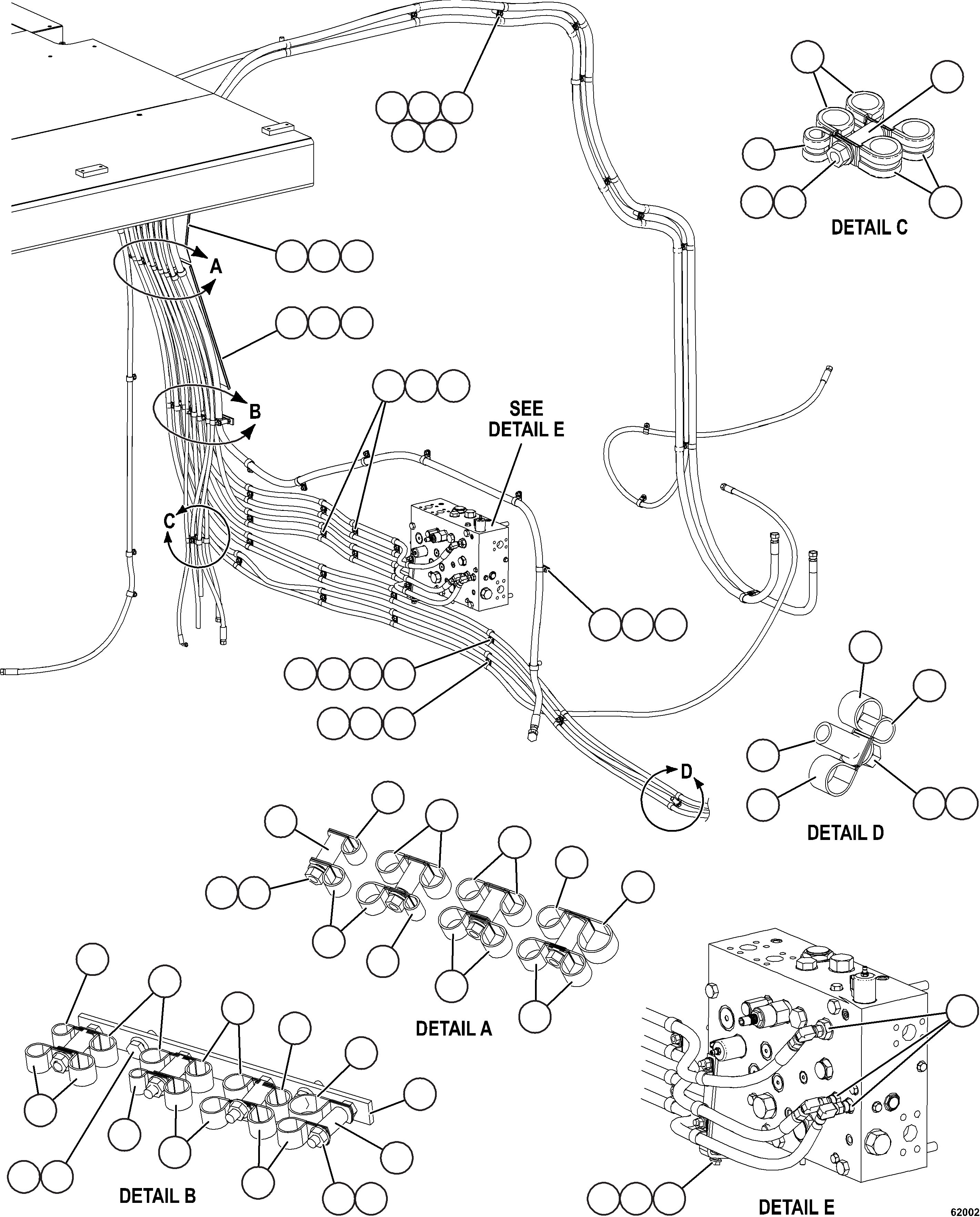Komatsu parts book diagram for AFE59-FW 930E-4 S/N A31849 & A31860  CERREJON: HYDRAULIC BRAKE CABINET HOSE ROUTING    3/3