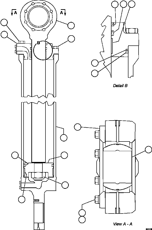 Komatsu parts book diagram for AFE59-FW 930E-4 S/N A31849 & A31860  CERREJON: STEERING CYLINDER ASSEMBLY        EM0241