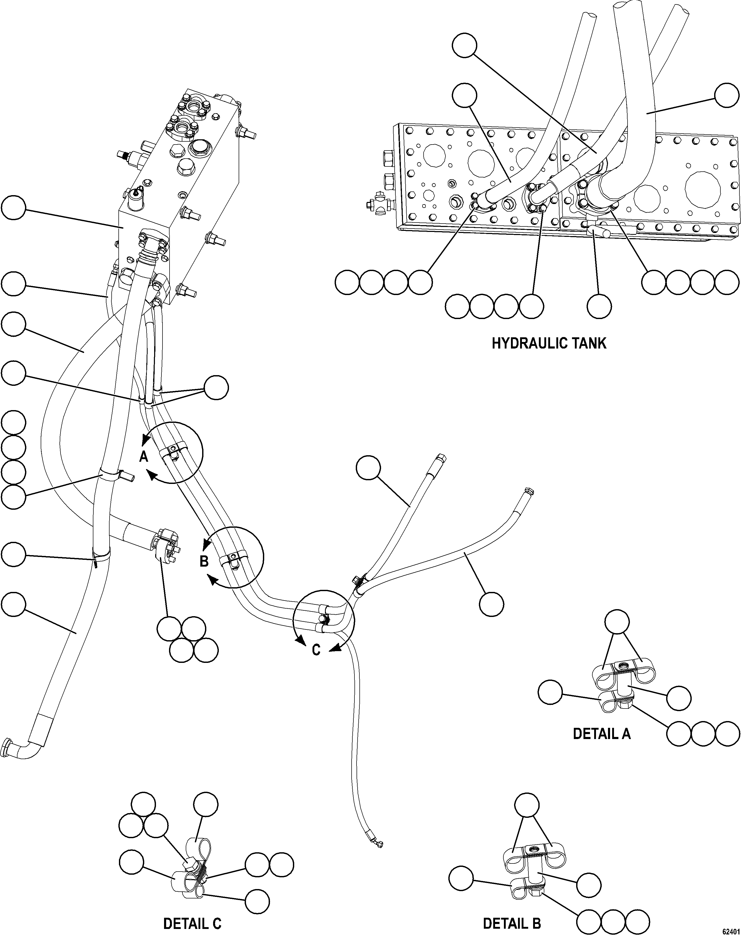 Komatsu parts book diagram for AFE59-FW 930E-4 S/N A31849 & A31860  CERREJON: STEERING SYSTEM PIPING   2/2