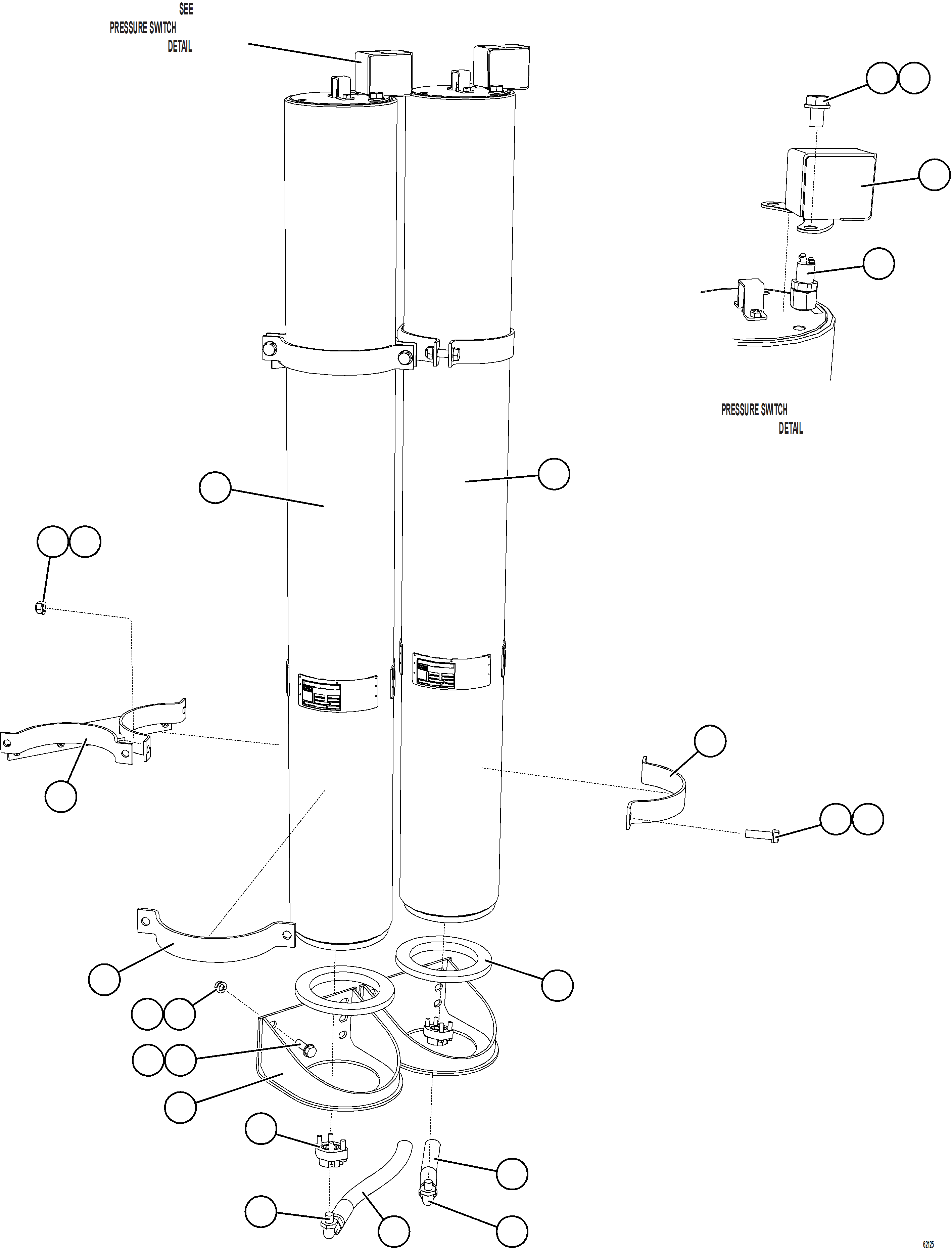 Komatsu parts book diagram for AFE59-FW 930E-4 S/N A31849 & A31860  CERREJON: STEERING ACCUMULATOR INSTALLATION
