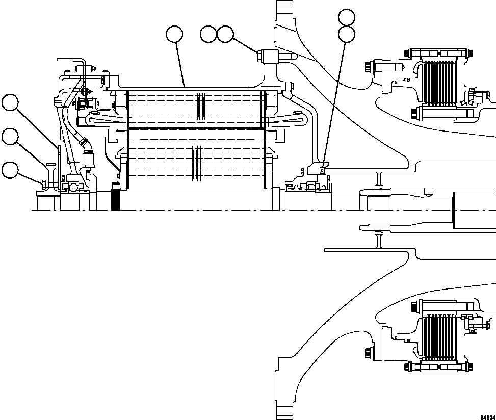 Komatsu parts book diagram for AFE59-FW 930E-4 S/N A31849 & A31860  CERREJON: WHEEL MOTOR ASSEMBLY      58F-30-00001