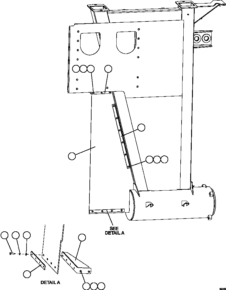 Komatsu parts book diagram for AFE59-FY 930E-4 S/N A31856 - A31859  JWANENG: UPRIGHT MUD FLAP INSTALLATION