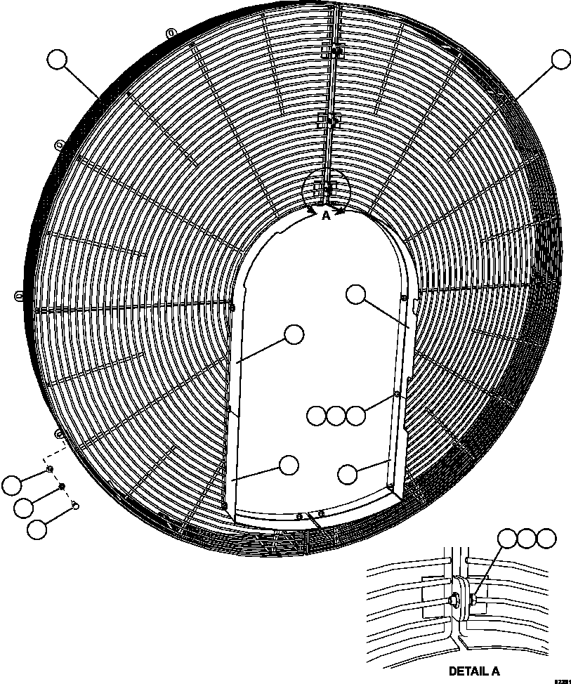 Komatsu parts book diagram for AFE59-FY 930E-4 S/N A31856 - A31859  JWANENG: FAN GUARD INSTALLATION
