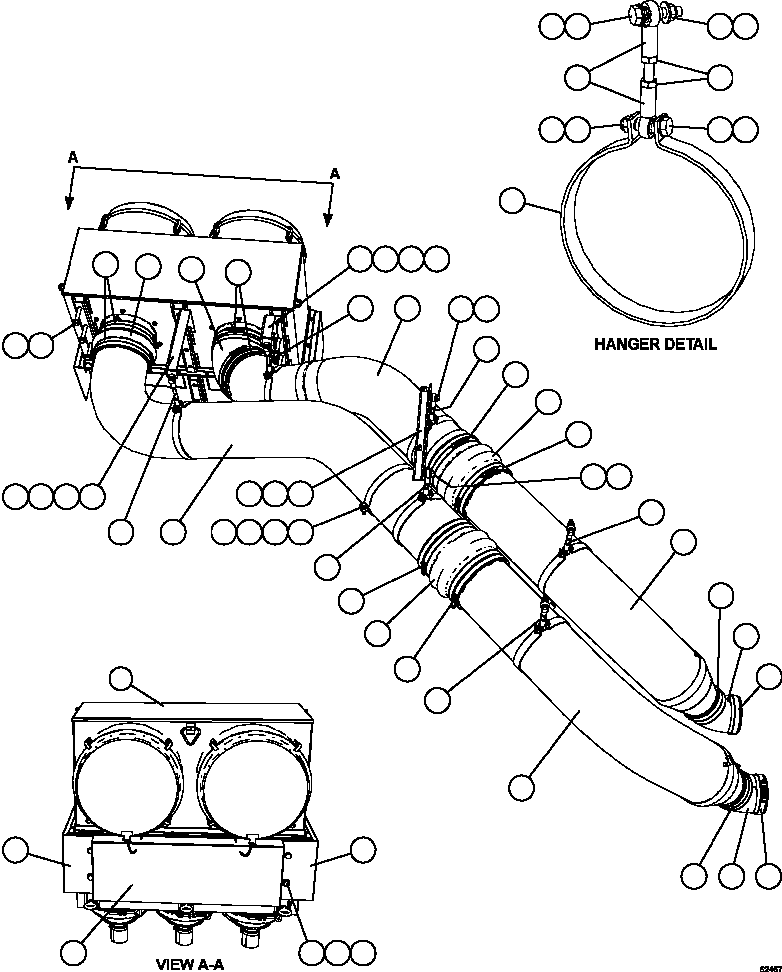 Komatsu parts book diagram for AFE59-FY 930E-4 S/N A31856 - A31859  JWANENG: AIR CLEANER PIPING & INSTALLATION - LH