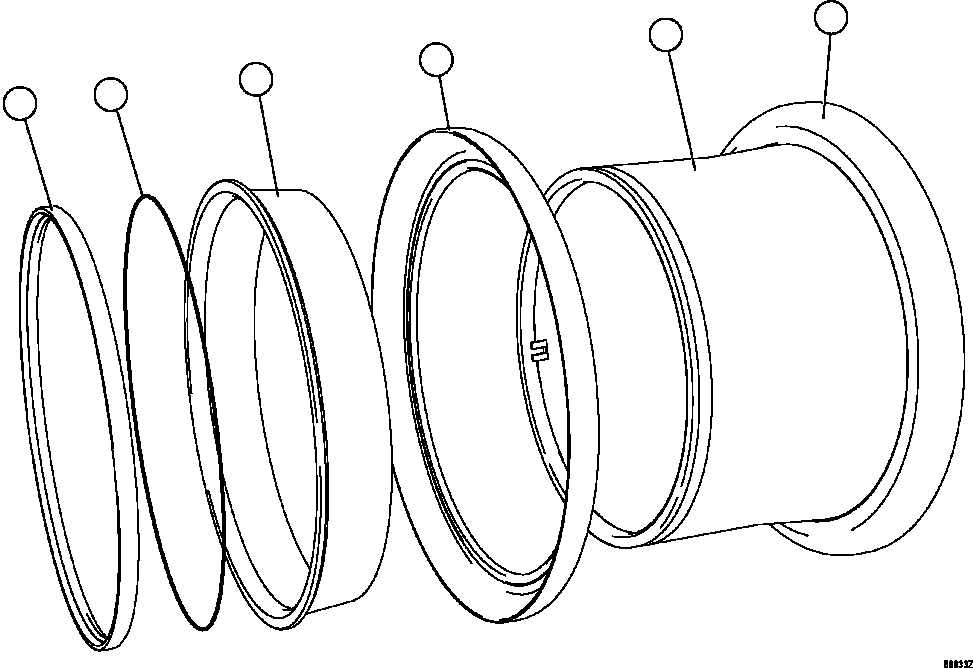 Komatsu parts book diagram for AFE59-FY 930E-4 S/N A31856 - A31859  JWANENG: RIM ASSEMBLY, TAPER LOCK
