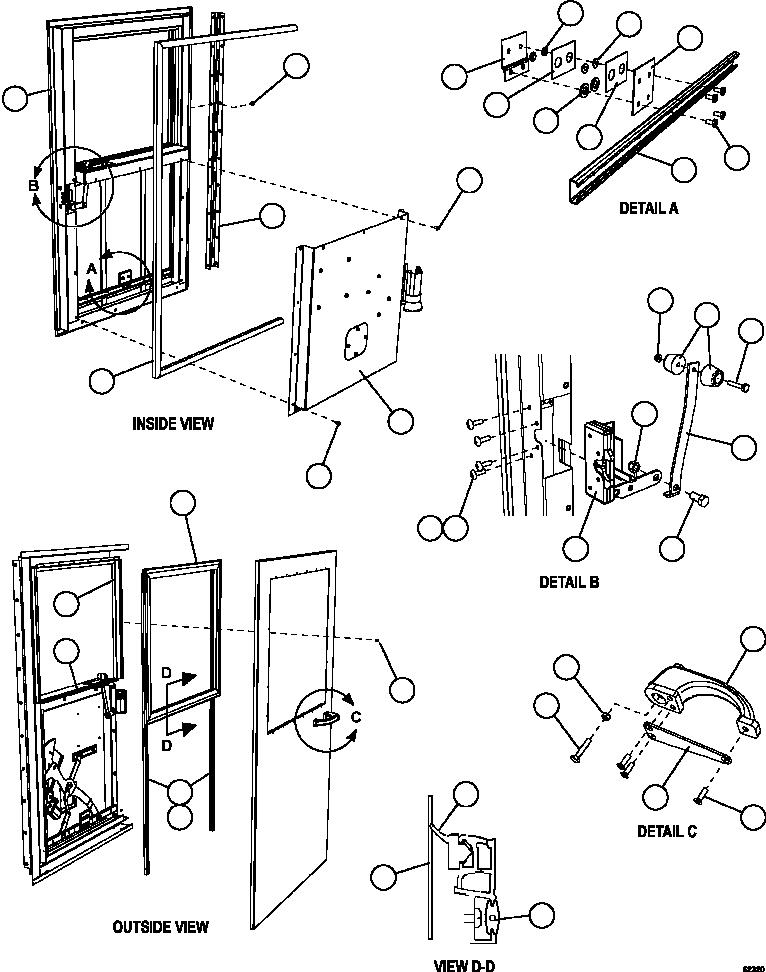 Komatsu parts book diagram for AFE59-FY 930E-4 S/N A31856 - A31859  JWANENG: DOOR - RH          58E-54-10090