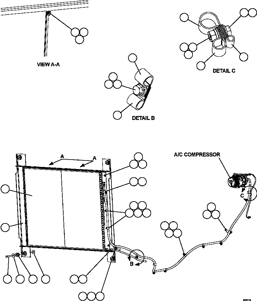 Komatsu parts book diagram for AFE59-FY 930E-4 S/N A31856 - A31859  JWANENG: AIR CONDITIONING - CONDENSER INSTALLATION