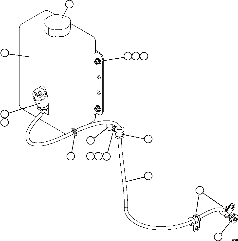 Komatsu parts book diagram for AFE59-FY 930E-4 S/N A31856 - A31859  JWANENG: WINDSHIELD WASHER INSTALLATION