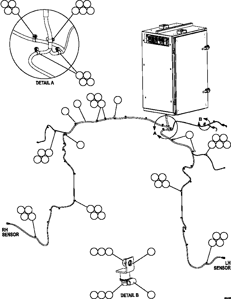 Komatsu parts book diagram for AFE59-FY 930E-4 S/N A31856 - A31859  JWANENG: FRONT WHEEL SPEED SENSOR HARNESS