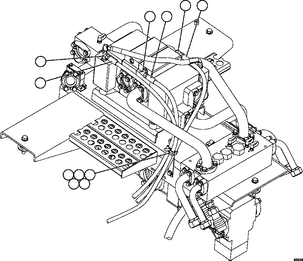 Komatsu parts book diagram for AFE59-FY 930E-4 S/N A31856 - A31859  JWANENG: PUMP MODULE - HOIST PILOT PIPING